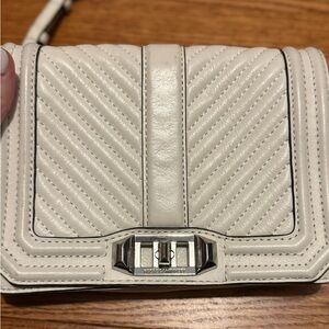 Rebecca Minkoff Cream Quilted Crossbody Bag with Chevron Design